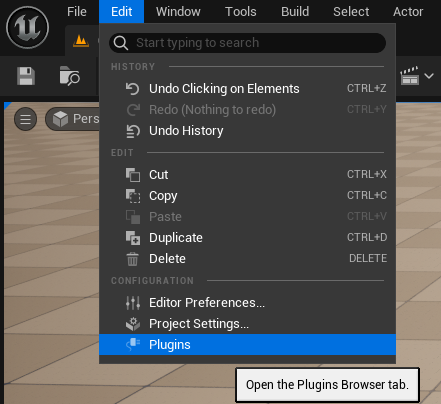 Edit 菜单打开 Plugins 浏览器
