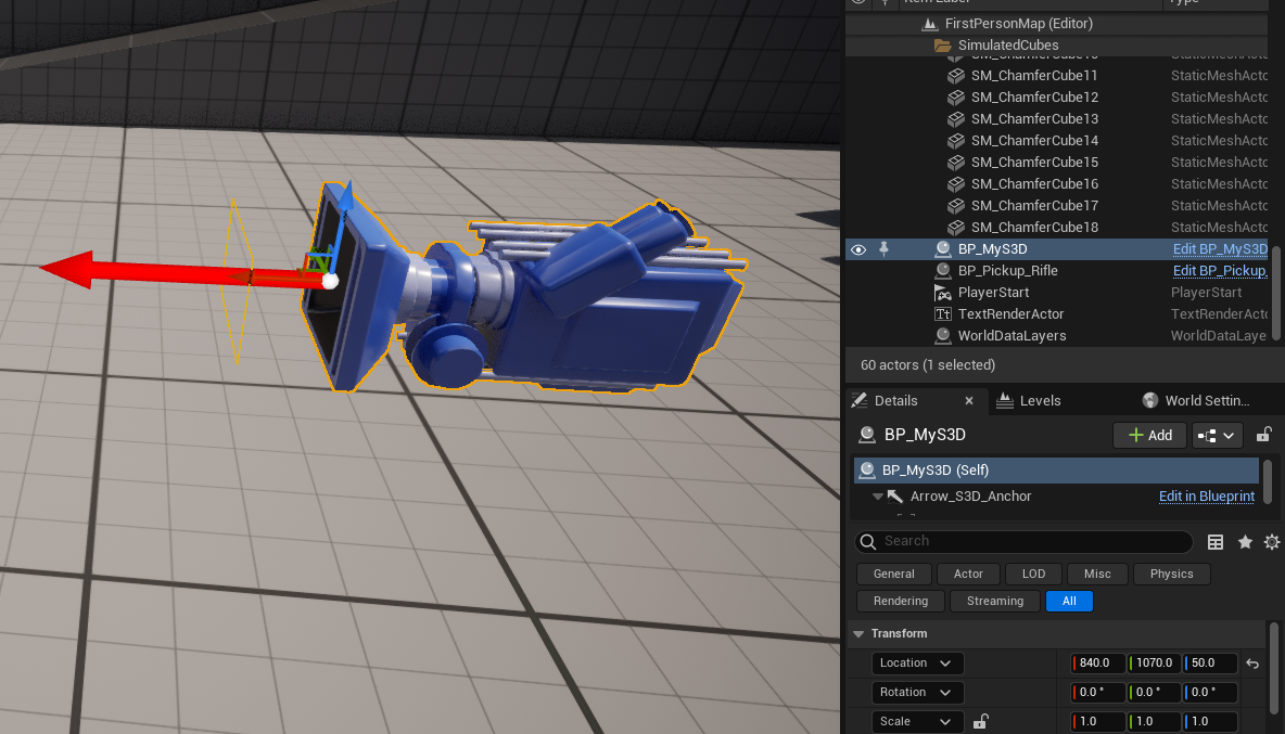 BP_MyS3D 已放入关卡